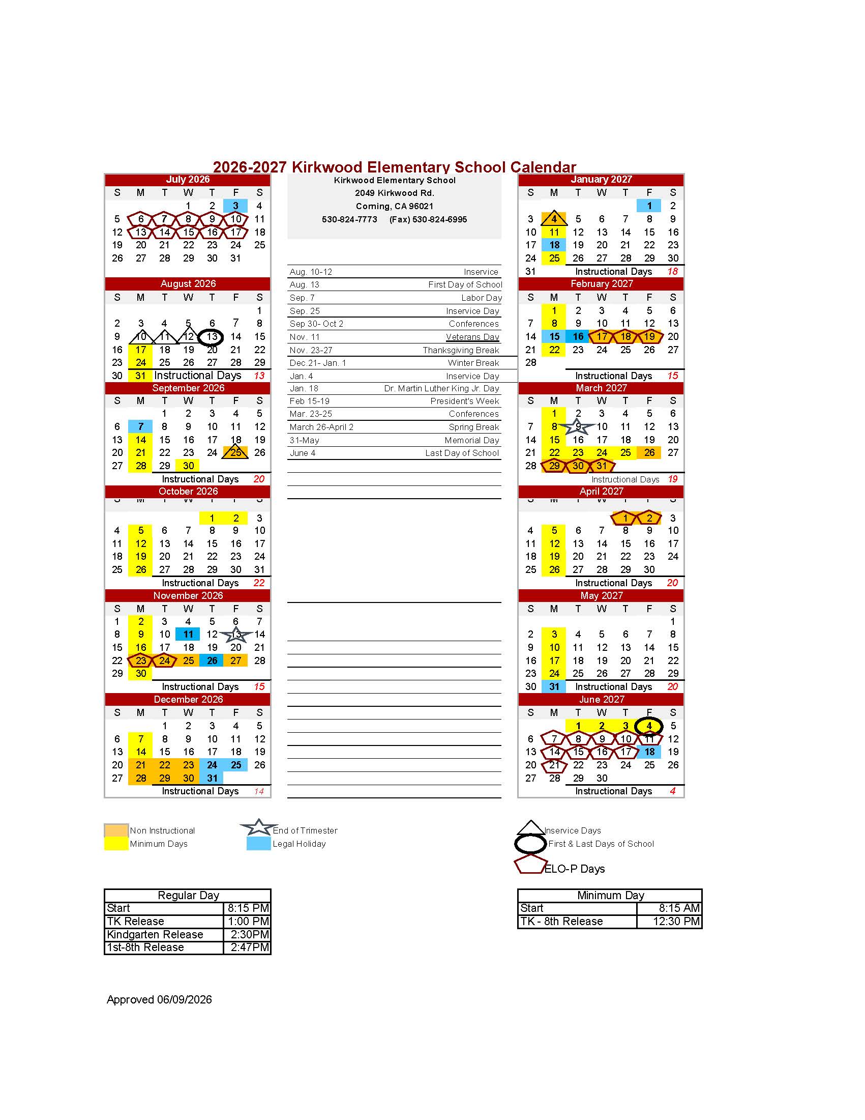 School Calendar 26.27